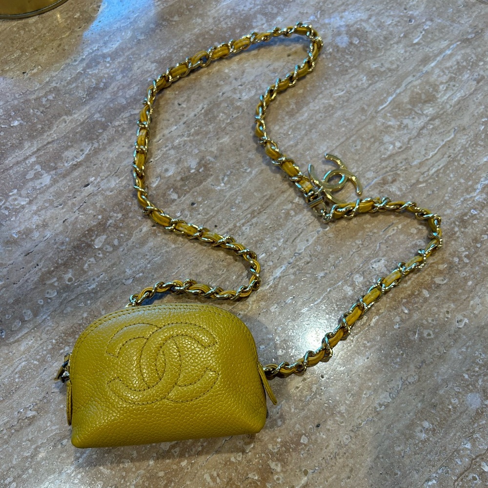 Authentic vintage Chanel belt with micro pouch